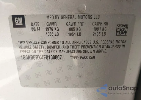 2015 Cadillac Ats Luxury from USA, damaged, VIN 1G6AB5RX4F0100867